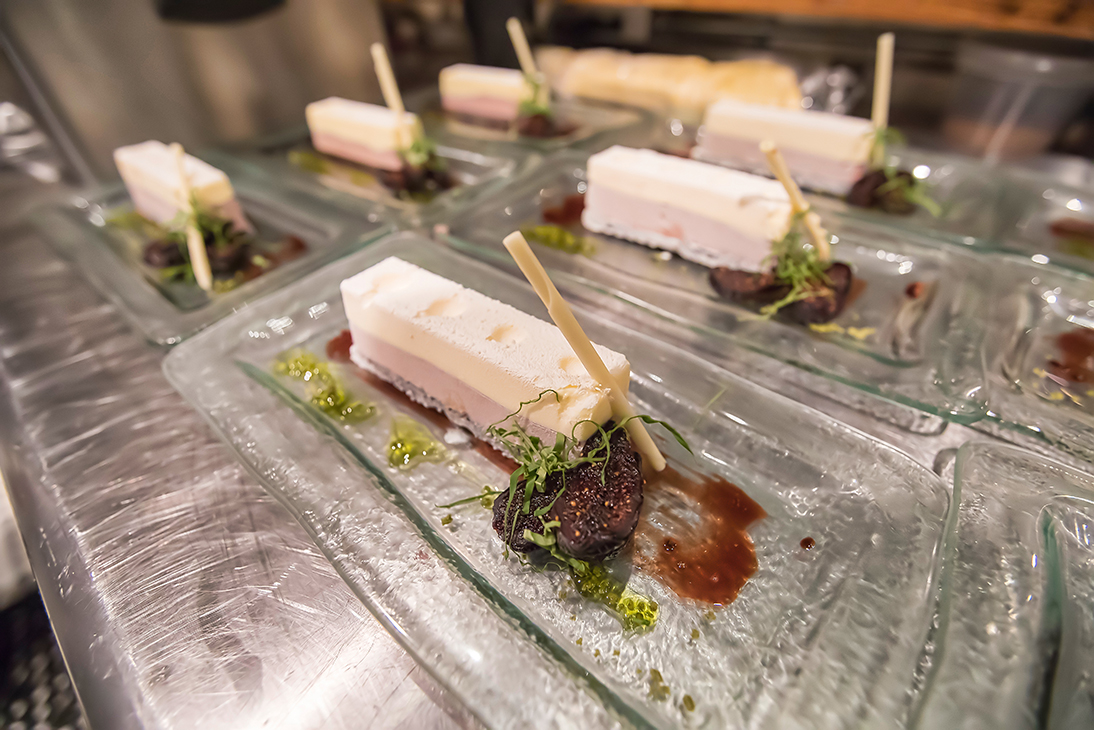 The dessert was port poached figs, mascarpone cream, and mission fig bavarian.&nbsp;